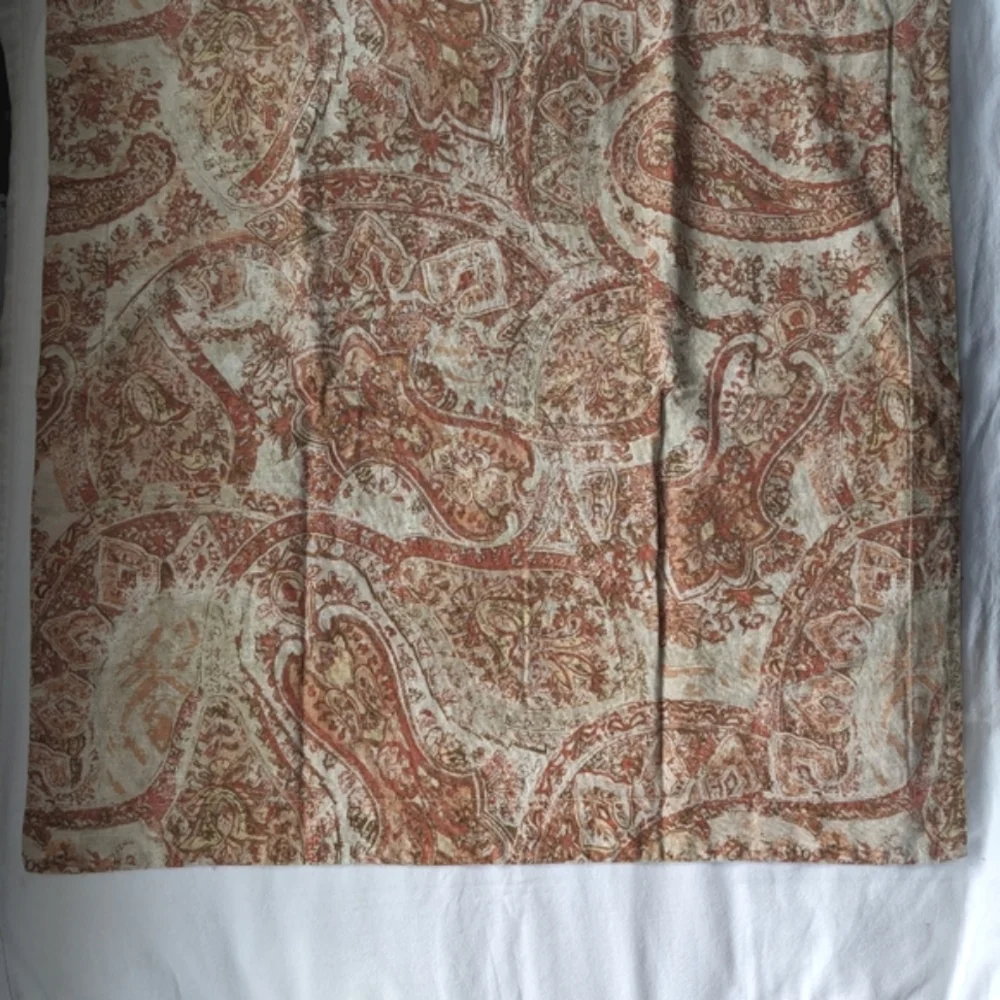 Pottery Barn Paisley Linen Blend Brown Cream Euro Pillow Covers - 3